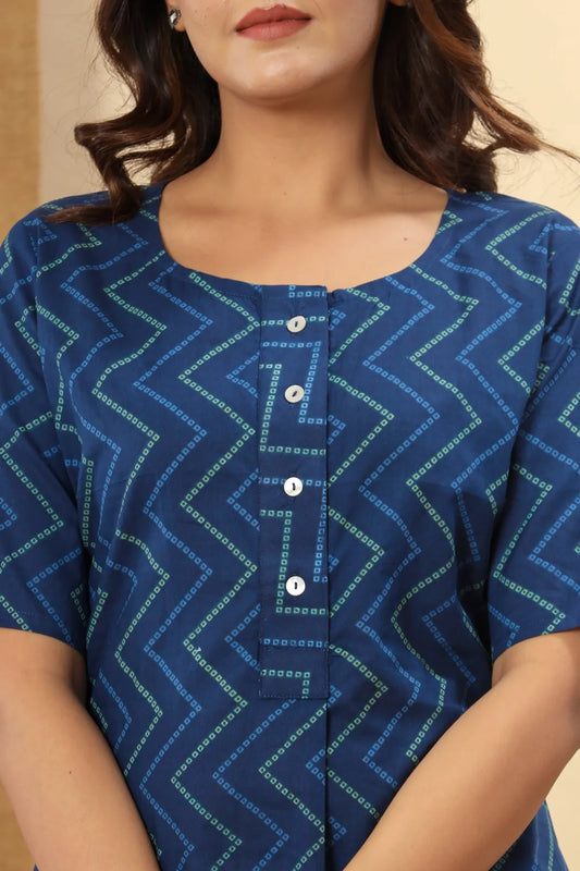 Blue Classic Regular Fit Solid Kurti Top