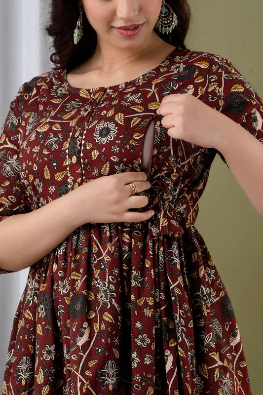 Brown Maternity and Feeding Gown | 2nd Design Pattern