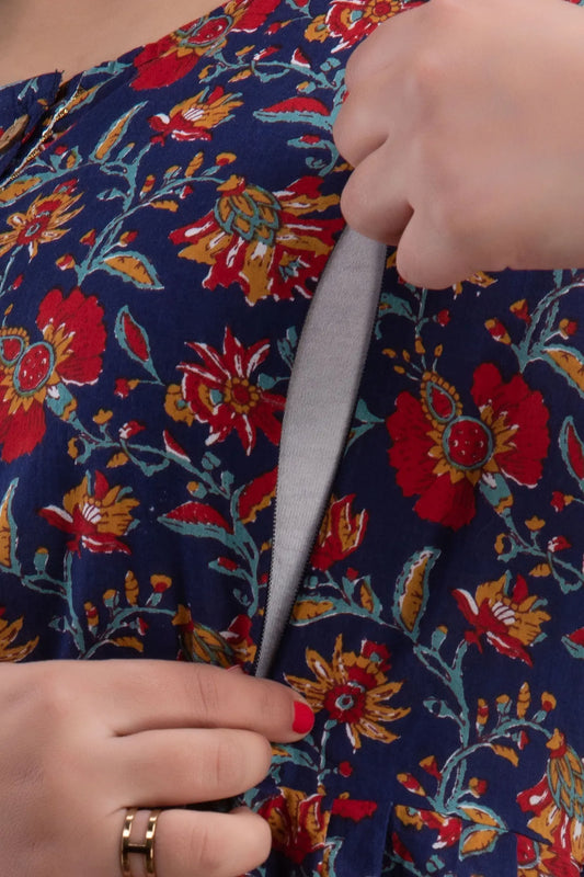 Multicolor Maternity and Feeding Gown