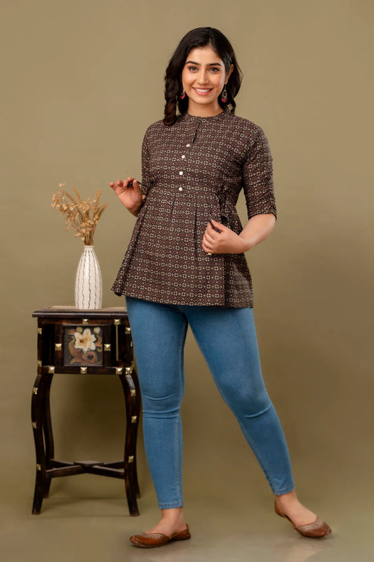 Multicolor Classic Regular Fit Solid Short Top