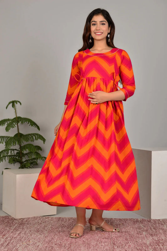 Orange Maternity and Feeding Gown