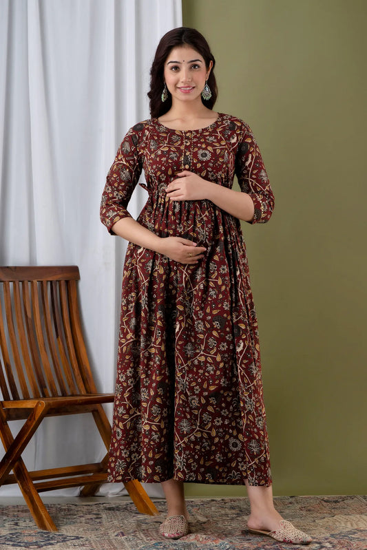Brown Maternity and Feeding Gown | 2nd Design Pattern