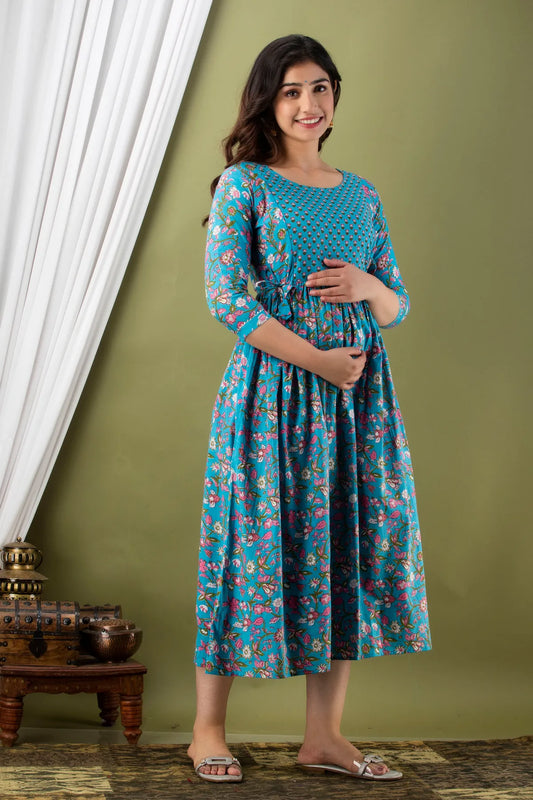 Light Blue Maternity and Feeding Gown