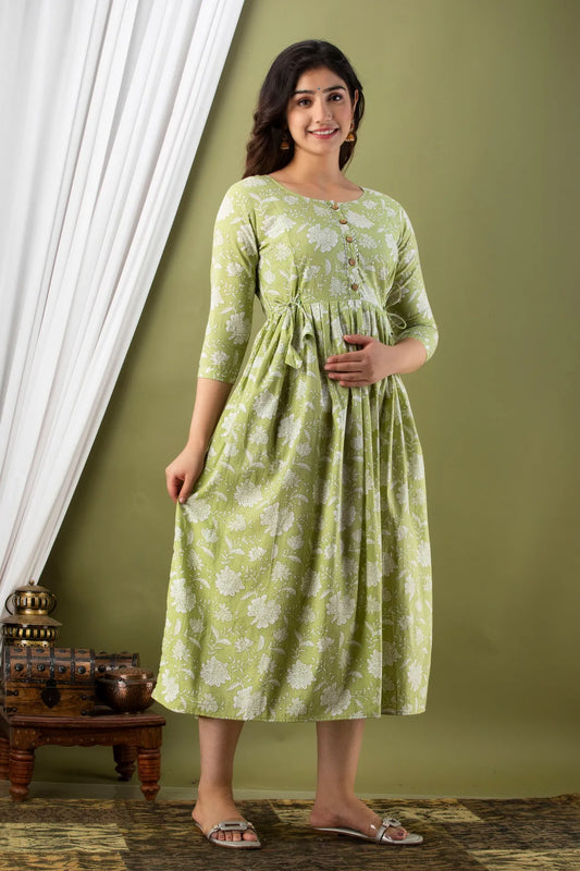 Light Green Maternity and Feeding Gown