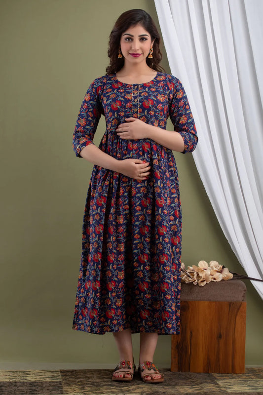 Multicolor Maternity and Feeding Gown