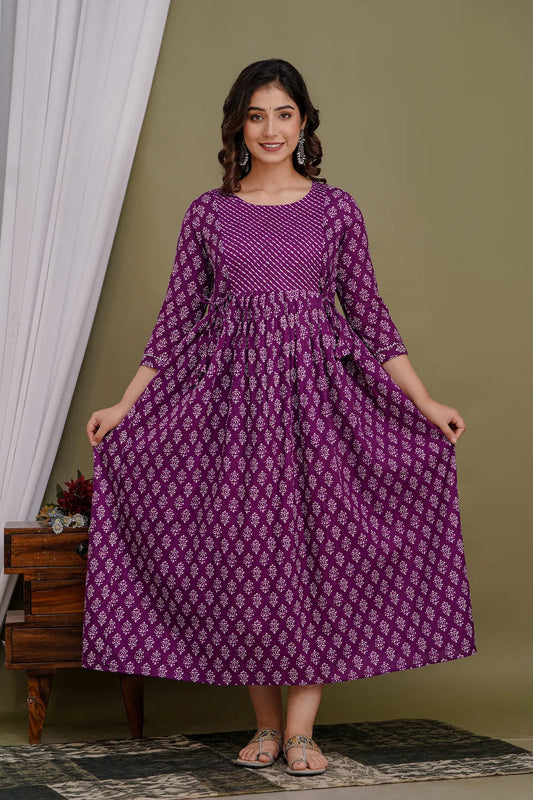 Purple Maternity and Feeding Gown