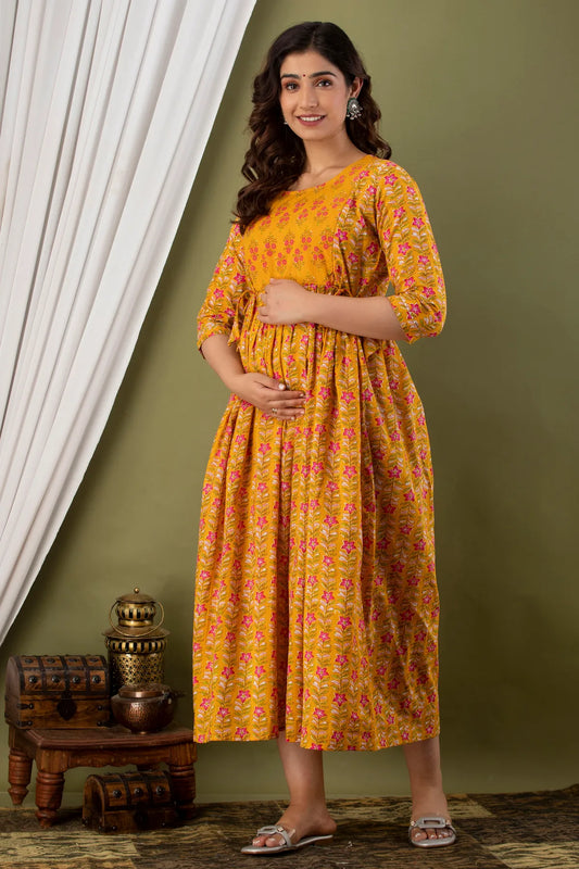 Yellow Maternity and Feeding Gown | 3rd Design Pattern